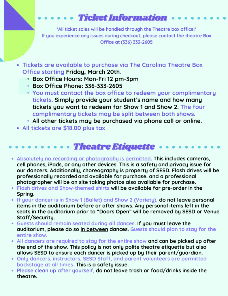 10 Ticket Information & Theatre Etiquette