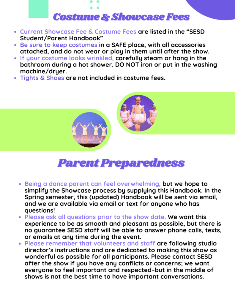 4 Costume_Show Fees & Parent Preparedness