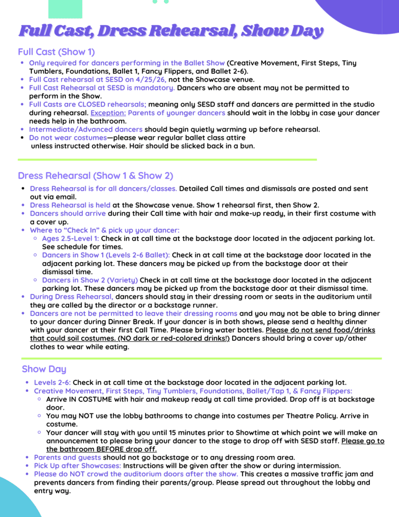 8 Full Cast, Dress Rehearsal, Show Day